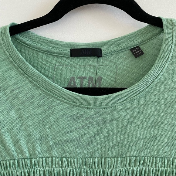 ATM Slub Jersey Smocked Tee In Havana Green Size XL New With Tag - Picture 3 of 8